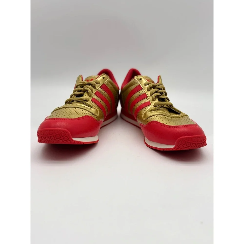 Adidas Metallic Gold Red Perforated Leather Low Top Sneakers Mens 11 SHW 675001